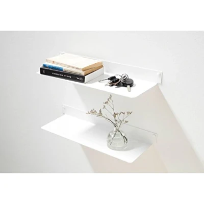 Imagen de TEEbooks TEELINE45x2 BLANC Estantería de Pared, Acero, Blanco, 45 x 15 5 cm