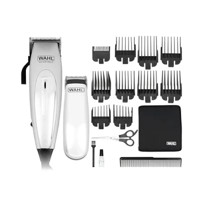 Imagen de WAHL Home Pro Deluxe Combo cortadora de pelo eléctrica con cable y palanca ajuste, 8 peines guía, kit recortadora a pilas, tijeras peine