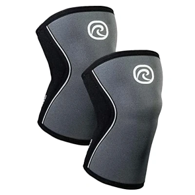 Imagen de Rehband rodillera vendaje fuerza sport, para Cross Fit &amp; entrenamiento pesado fabricada en neopreno de 5 mm, muchos colores y tallas, Color:Gris Acero 1 Par, Talla:M