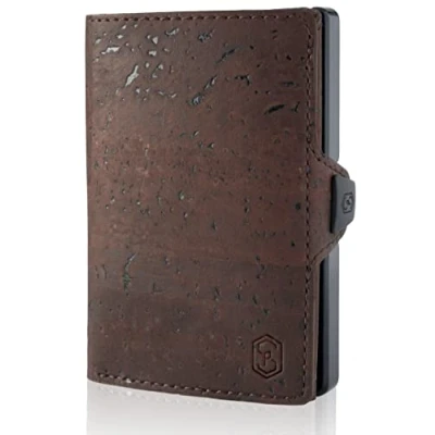 Imagen de ZNAP Carteras para Hombre RFID Metálico con Compartimento Monedas Tarjetero de Aluminio Cartera pequeña 8 Tarjetas Monedero Minimalista Billeteras