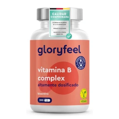 Imagen de Premium Vitamina B Complex Dosis extra alta (10 veces+) Bioactiva con 500µg de B12 Las 8 vitaminas (B1, B2, B3, B5, B6, B7, B9, B12) 200 cápsulas veganas (7 meses)