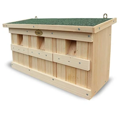 Imagen de HABAU Caja Nido y caseta para gorriones con 3 cámaras de cría, Madera Maciza, 45,5 x 17 23 cm