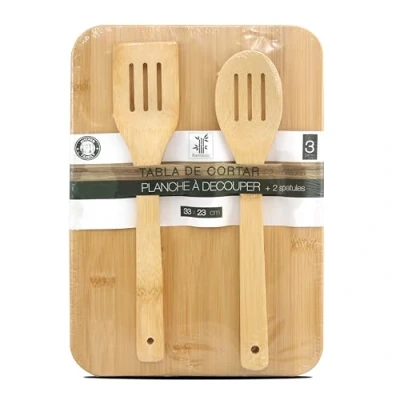 Imagen de FORNOR 17326 TABLA DE CORTAR BAMBU +2 ESPATULAS 33 x23 x 0.8 cm