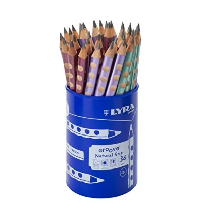 Imagen de LYRA Groove, Lápices de grafito, Triangular con zona grip natural, Bote plástico, B, Metálico