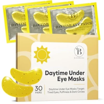 Imagen de Parches Ojos Bolsas y Ojeras (30 Pares, Día), Eye Patches Con Cafeína, Colágeno Ácido Hialurónico, Bolsas, Mascarilla para Hidratación, Hydrogel Mask