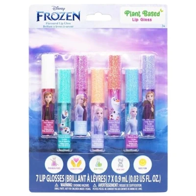Imagen de 7 brillos de labios origen vegetal, primer set maquillaje para niñas, ideal fiestas, pijamadas y como regalo cumpleaños, mayores 3 años, Townley Girl (Disney Frozen)