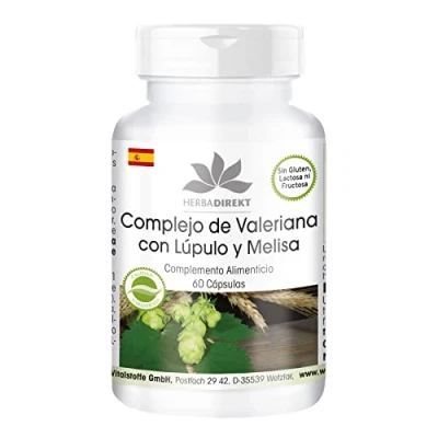 Imagen de Extracto de Valeriana, lúpulo y melisa 60 cápsulas HERBADIREKT by Warnke Vitalstoffe Calidad farmacia alemana