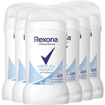 Imagen de Rexona Desodorante Stick Antitranspirante para mujer Cotton Dry 40ml Pack de 6