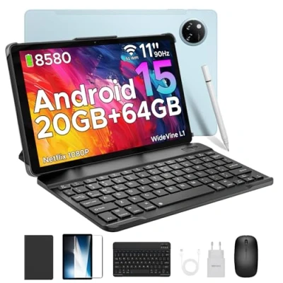 Imagen de DOOGEE Tab A9+ Tablet con Teclado y Lapiz 8580mAh, 11 Pulgadas 20GB RAM+ 64GB ROM (TF 2TB), Tableta Niños Altavoces Duales, Infantil 13MP/FM/Face ID/WidevineL1/GPS/Bluetooth 5.0/3.5mm