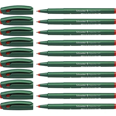 Imagen de Schneider Topwriter 147 Rotulador de punta fina (punta fibra, tinta roja, 10 unidades), color verde