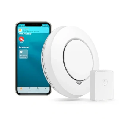 Imagen de Meross Detector de Humo Interconectado (con HUB), Inteligente, Compatible con Apple HomeKit, Alexa y Google Home, Alarma Incendios Silencio Autotest