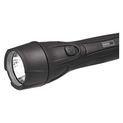 Imagen de EMOS Linterna LED Ultraligera Resistente a los golpes 55 LM, máx. 125 m Plástico 16 Horas Funciona con Pilas (AA) Cinta para Interior Negro