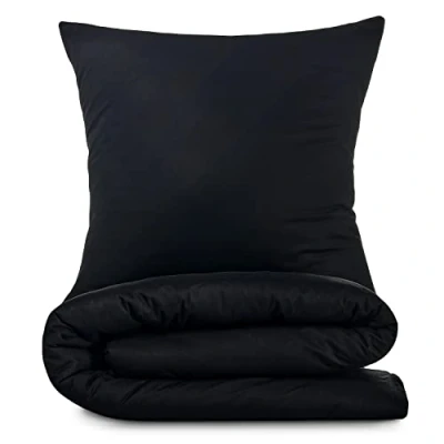 Imagen de Alreya Juego de Funda Nórdica Renforcé 100% Algodón 200 x cm Negro Cama con 2 Fundas Almohada 80 Cremallera