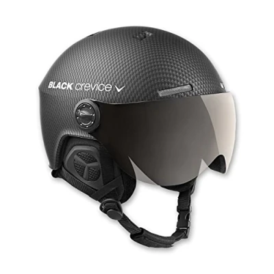 Imagen de BLACK CREVICE Casco de esquí Gstaad I con Visera en Estilo piloto para Hombres y Mujeres ski (54 57 cm), Negro Carbono