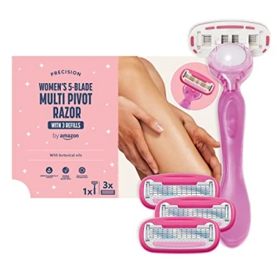 Imagen de by Amazon Mujer Máquina de depilar 5 cuchillas con mango pivotante multieje + 3 repuestos