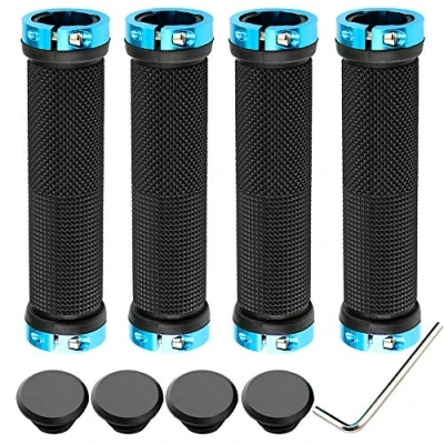 Imagen de QitinDasen 2 Pares Premium Puños Bicicleta, Manillar Antideslizante Ergonomicos, Empuñadura BMX, MTB, Protector para Mango de Diámetro 22mm (Azul)