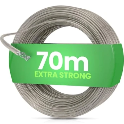 Imagen de SimplySmooth Tendedero 70m Cuerda para Ropa con Alma de Acero en 3 Longitudes Robusto Extra Fuerte secadoras rotativas, jardín y Camping