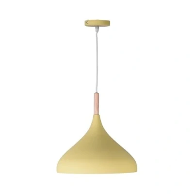 Imagen de BEL AIR HOME Lámpara Colgante Baviera 1xE 27 (BOMBILLA NO INCLUIDA) Diámetro 30 cm de Metal y Madera, Altura Ajustable (AMARILLO)