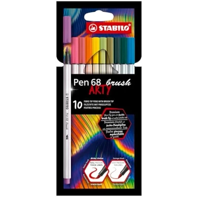 Imagen de Rotulador premium con punta de pincel STABILO Pen 68 brush Estuche ARTY 10 colores