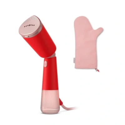 Imagen de Vaporizador de mano Philips Serie 5000 Diseño elegante, cabezal ajustable, calentamiento rápido, ajustes Eco y Max, seguro para tejidos delicados, accesorios incluidos, naranja rojo (STH5020/40)