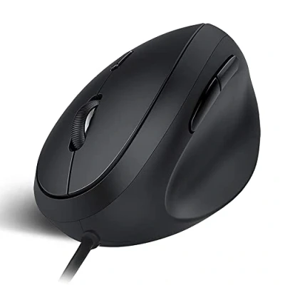 Imagen de shoplease ratón ergonómico con Cable USB, Vertical óptico 3 dpi Ajustables 800/1200/1600, 6 Botones USB silencioso de computadora para PC y portátil