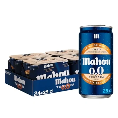 Imagen de Mahou 0,0 Tostada, Pack de 24 Latas x 25 cl, Cerveza Sin Alcohol, Refrescante, Ligera y Suave, Sabor Auténtico Cerveza, 0.0% Vol Alcohol