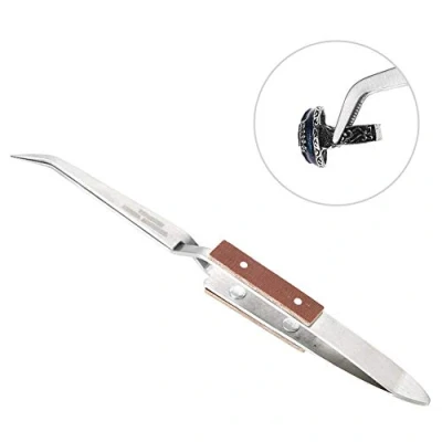 Imagen de Pinzas Curvas, Largos de Acero Inoxidable Curvas Tachuelas Gemas Precisión costura Operación electrónica para Electrónica, Joyería, Trabajo Laboratorio, Maintenance Tools(Droit)