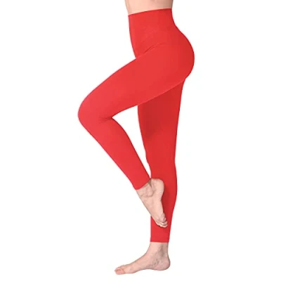Imagen de SINOPHANT Leggins Mujer, Pantalon Yoga Mallas Deporte Leggings Mujer Suaves Elásticos de Cintura Alta Tallas Grandes, Pilates L XL #1 Piezas Rojo