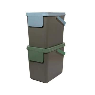 Imagen de Snips 2 Cubos de Basura Cocina x 25 litros, Reciclaje, Cubo 26 36 43 cm, Color Gris, Made in Italy.