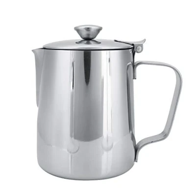 Imagen de MAGT Taza de café, Jarra Leche Acero Inoxidable con Tapa, Espuma para café Arte(350ML)