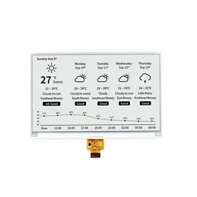 Imagen de Waveshare 7.5 Inch E Paper Raw Display Panel V2 800x480 Resolution 3.3V Ink Electronic Screen Without PCB with Embedded Controller,Communicating Via SPI Interface