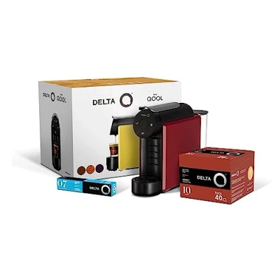 Imagen de Delta Q Pack Cafetera con Cápsulas Mini Qool Roja Para Cafés, Té y Bebidas Calientes Sencilla Práctica Diseño Elegante Incluye 40 Qalidus + 10 Decaf