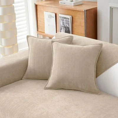 Imagen de Snylcce Juego de 2 fundas cojín felpilla 45 x cm con diseño elegante, suaves y lujosas, decorativas, para sofá, cama decoración del hogar, color caqui