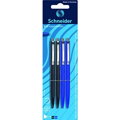 Imagen de Schneider Bolígrafos Pluma K15, mecanismo de impresión, H, 4 blister 2x 2xblau negro