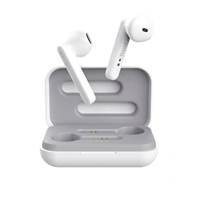 Imagen de Trust Mobile Primo Touch Auriculares Inalambricos Bluetooth, In Ear con Micrófono Incorporado, True Wireless, hasta 10 Horas de Reproducción, para Android, Chrome, iOS, Windows, Blanco