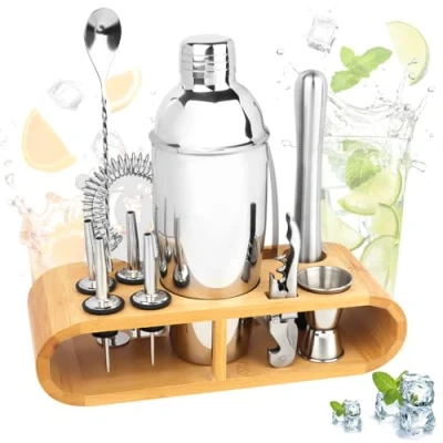 Imagen de 12 Piezas Juego De Coctelera, Cocktail Kit Acero Inoxidable con Accesorios Bar, Coctelería 750 Ml para Cócteles, Barman Todo En Uno Casa O Bar