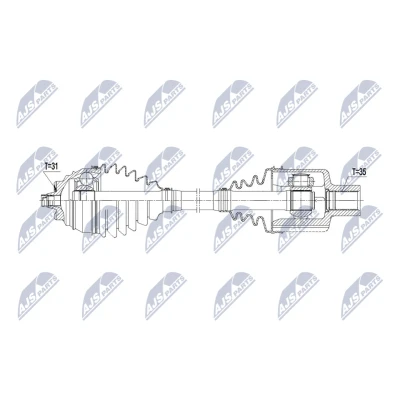 Imagen de NTY NPW BM 253 Árbol de Transmisión Eje delantero, derecha 500mm automática