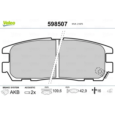 Imagen de VALEO 598507 Juego de pastillas freno Eje trasero con contacto avisador desgaste sin chapa antichirridos OPEL: Frontera A Sport SUV Cabrio