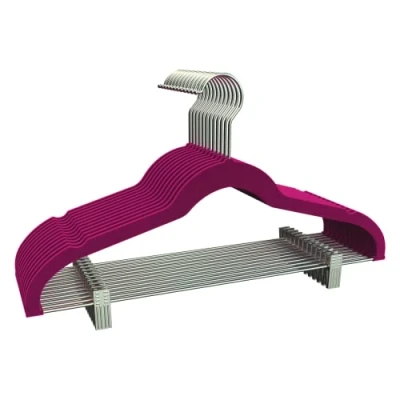 Imagen de COM FORT HOUSE Percha Terciopelo con Pinzas Color Morado Antideslizantes y Resistentes Perchas para Ropa Ideal Chaquetas, Pantalones o Blusas 12 Unidades