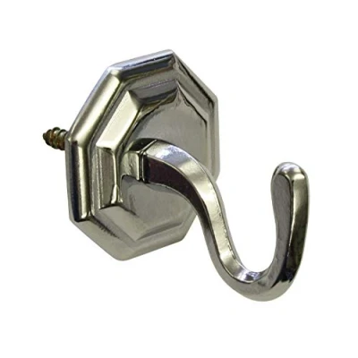 Imagen de GARDINIA Ganchos decorativos para cortinas y visillos, atornillar, Clásico, 2 piezas, Longitud: 5,4 cm, Metal, Cromado