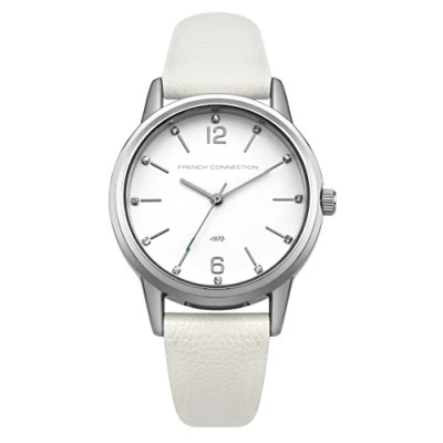 Imagen de French Connection PU SFC112W Reloj de cuarzo para mujeres con esfera blanca y correa cuero