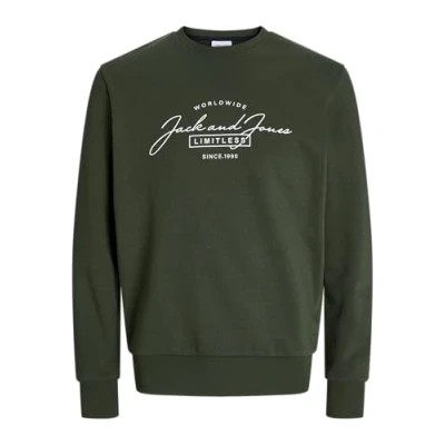 Imagen de JACK &amp; JONES Jjferris Sudadera con Cuello Redondo, Verde Combinado/Estampado: Grande, S para Hombre