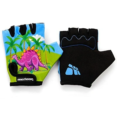 Imagen de meteor Guantes de Ciclismo niñas y niños Bicicleta para Infantil MTB BMX Carretera Montaña sin Dedos (M 7 7,5cm, Dinosaur)