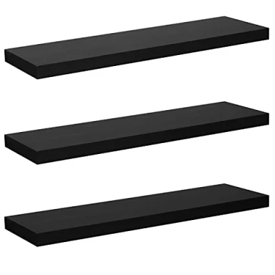 Imagen de WOLTU Estantería de Pared MDF Juego 3 Negro 110cm RG9316sz