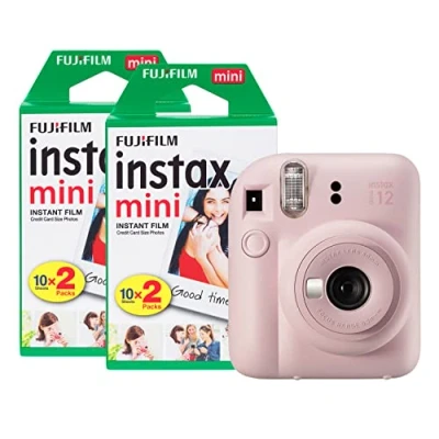 Imagen de Fujifilm instax Mini 12 Cámara instantánea con Paquete de 40 películas Disparo, Rosa Flor