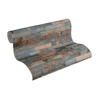 Imagen de A.S. Création Papel pintado Efecto Piedra Elements tejido no 10.05 m x 0.53 Gris Marrón Negro Fabricado en Alemania 355823 35582 3