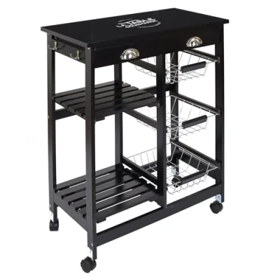 Imagen de THE Home Deco Factory Carro de Cocina con Ruedas (67 x 35 81 cm), Color Negro