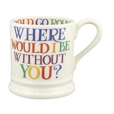 Imagen de Emma Bridgewater Taza Grande de 1/2 Pinta (300 ml) Tazas Ceramica Para Desayuno, Cafe, Capuchino, Café con Leche o Té, Diseños Originales y Bonitos, Mug Letra arcoíris Sin ti