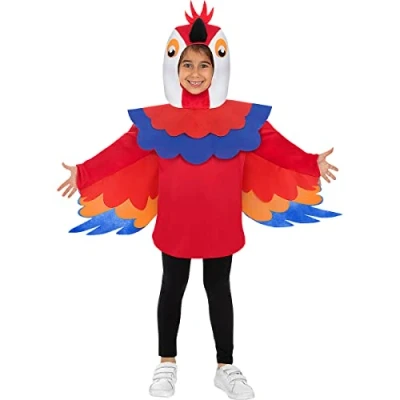 Imagen de Funidelia Disfraz de loro para niño y niña Animales, Aves, Pájaros niños divertidos accesorios Fiestas, Carnaval Halloween Talla 5 6 años Rojo