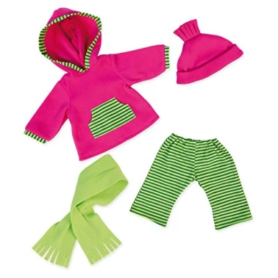 Imagen de Bayer Design 84664AA Ropa para muñecas, Conjunto Invierno, pantalón con suéter, Chal y Gorro, Color Verde, Rosa